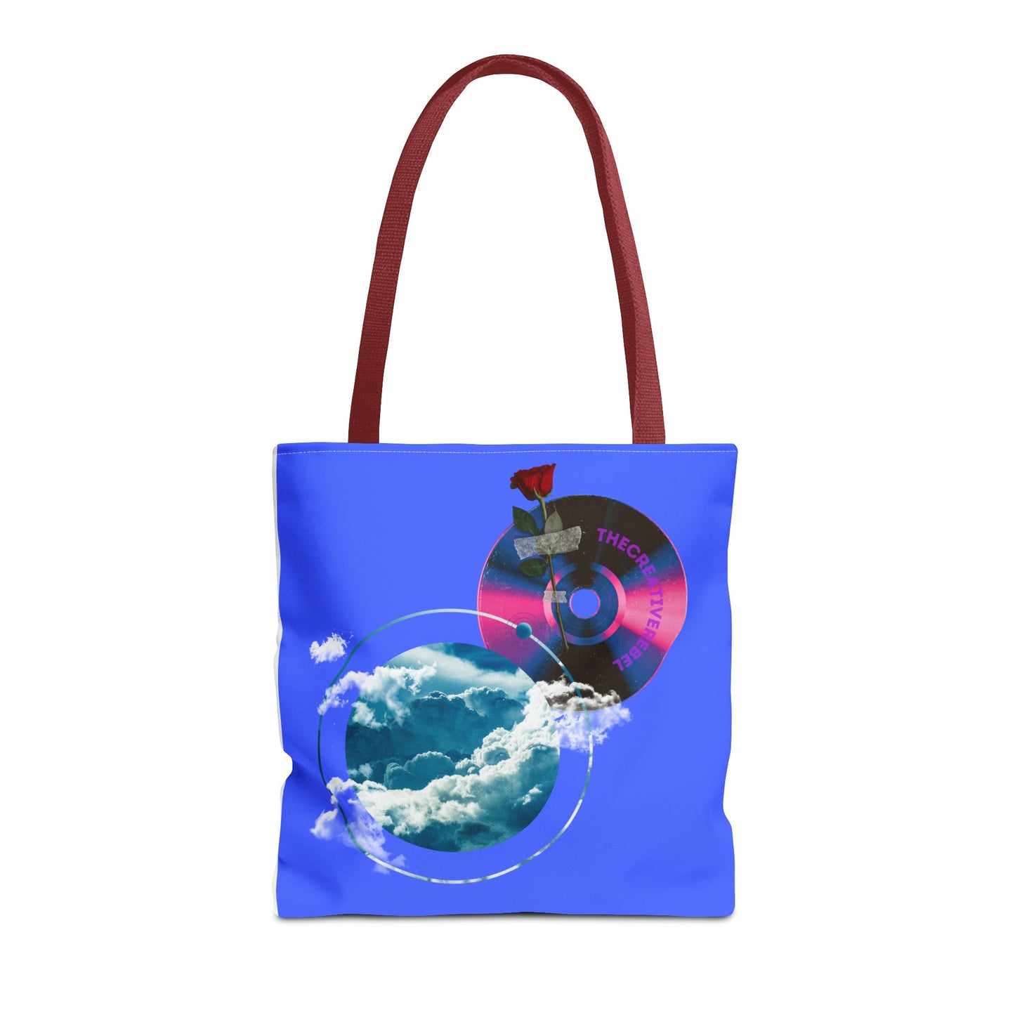Sky and Vinyl Art mixed media Tote Bag - Eco-Friendly Carryall for Music Lovers