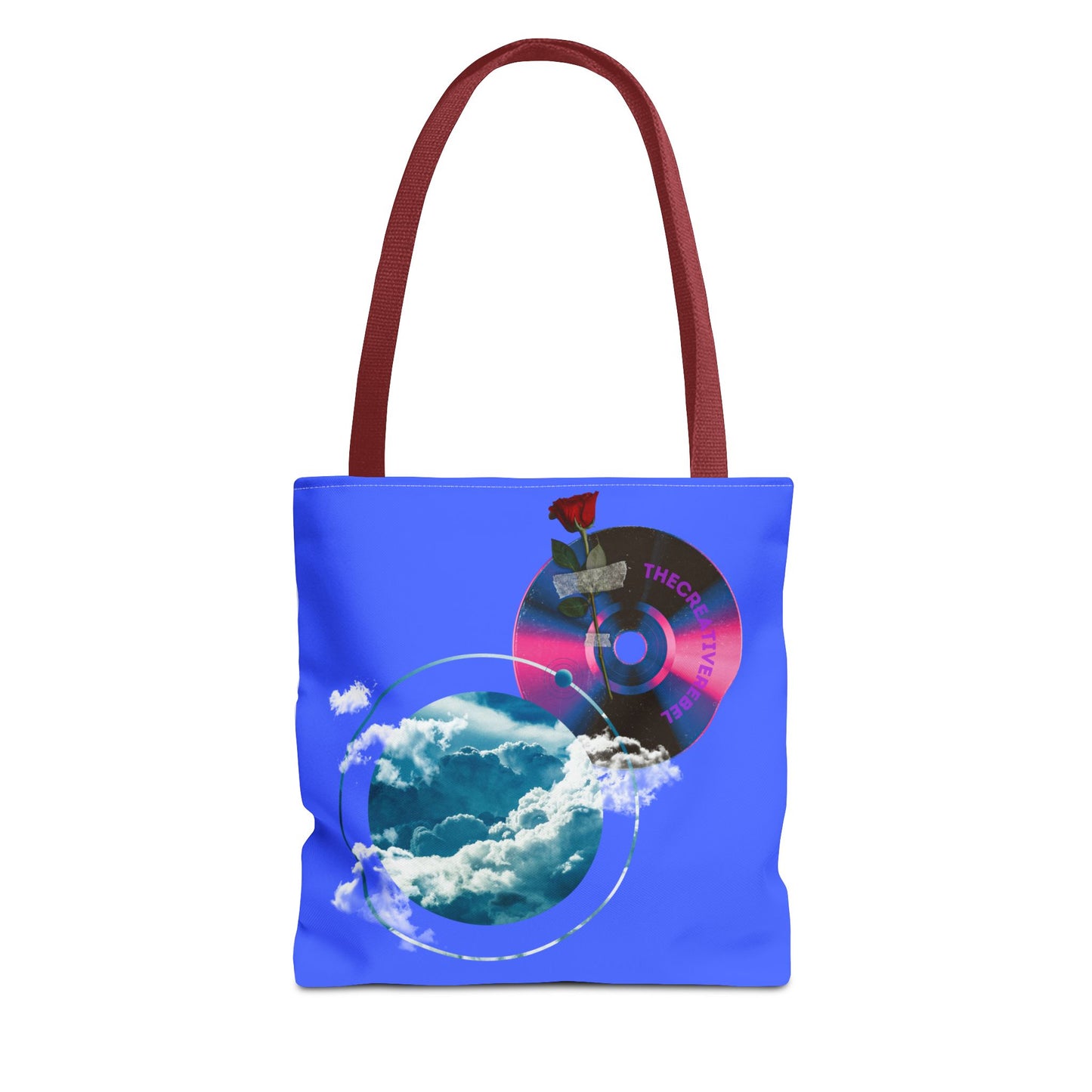 Sky and Vinyl Art mixed media Tote Bag - Eco-Friendly Carryall for Music Lovers
