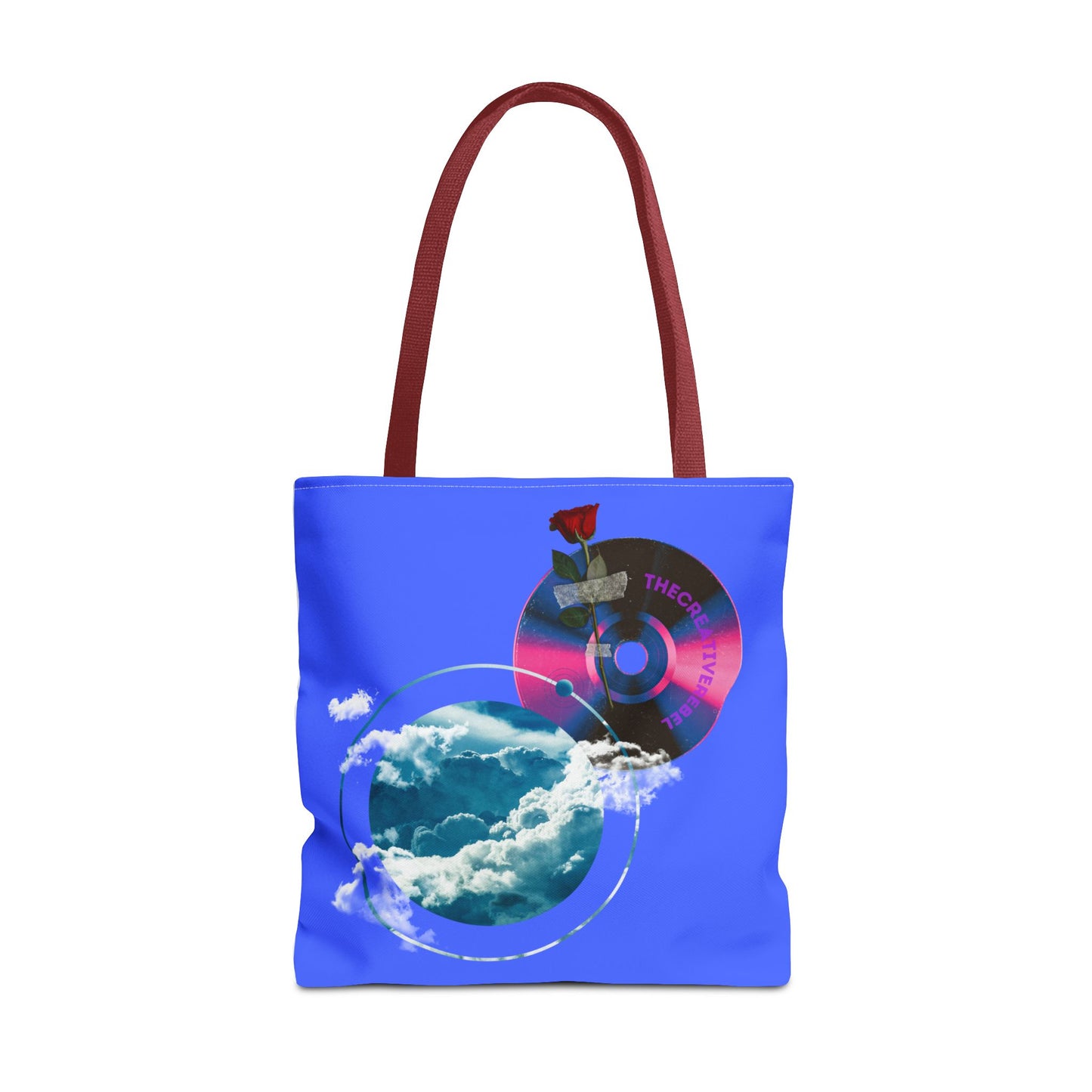 Sky and Vinyl Art mixed media Tote Bag - Eco-Friendly Carryall for Music Lovers