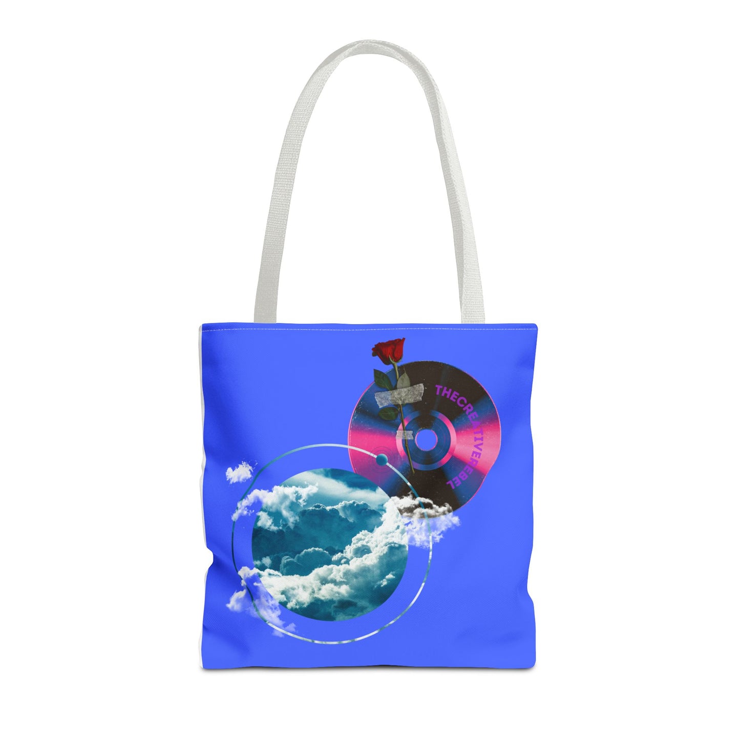 Sky and Vinyl Art mixed media Tote Bag - Eco-Friendly Carryall for Music Lovers