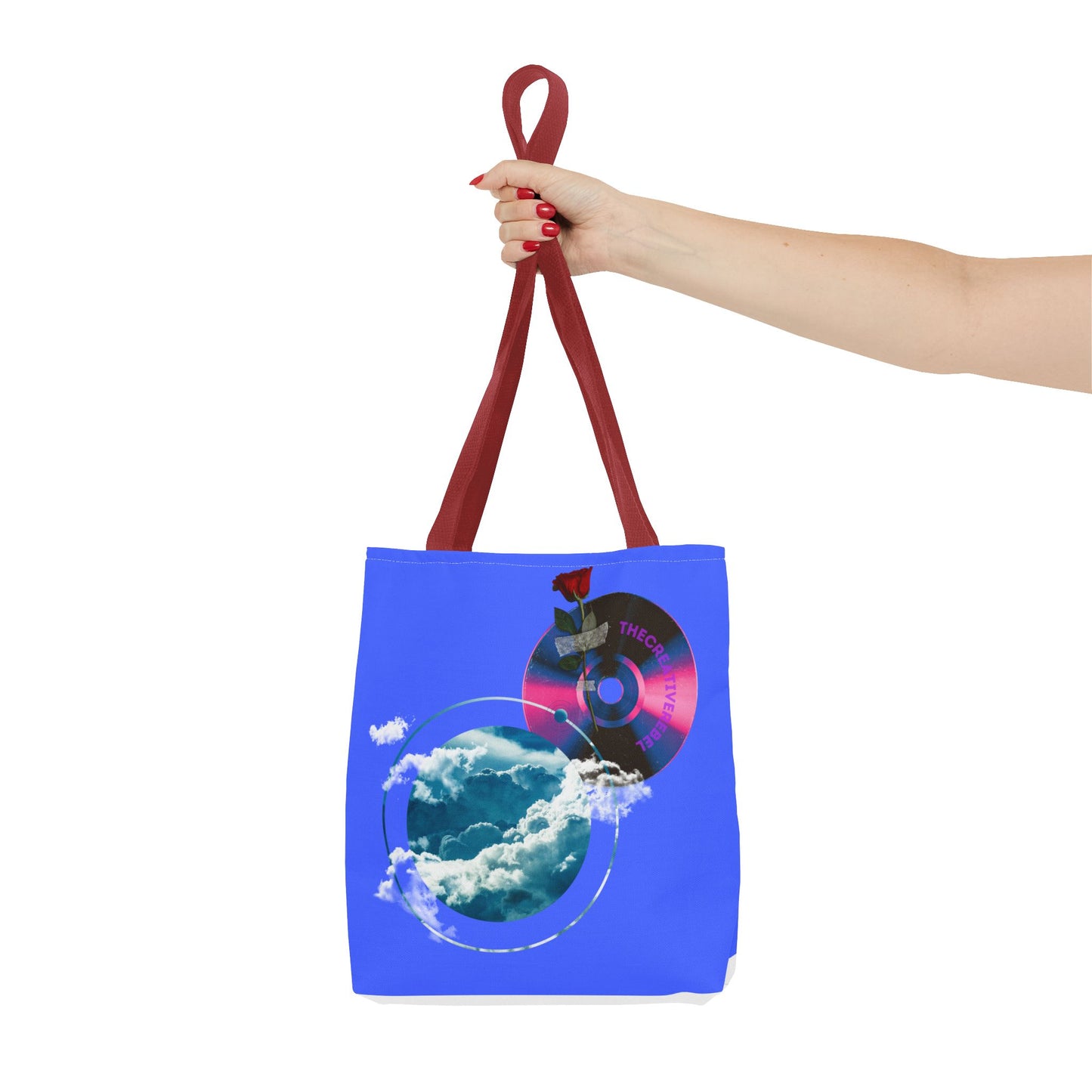 Sky and Vinyl Art mixed media Tote Bag - Eco-Friendly Carryall for Music Lovers