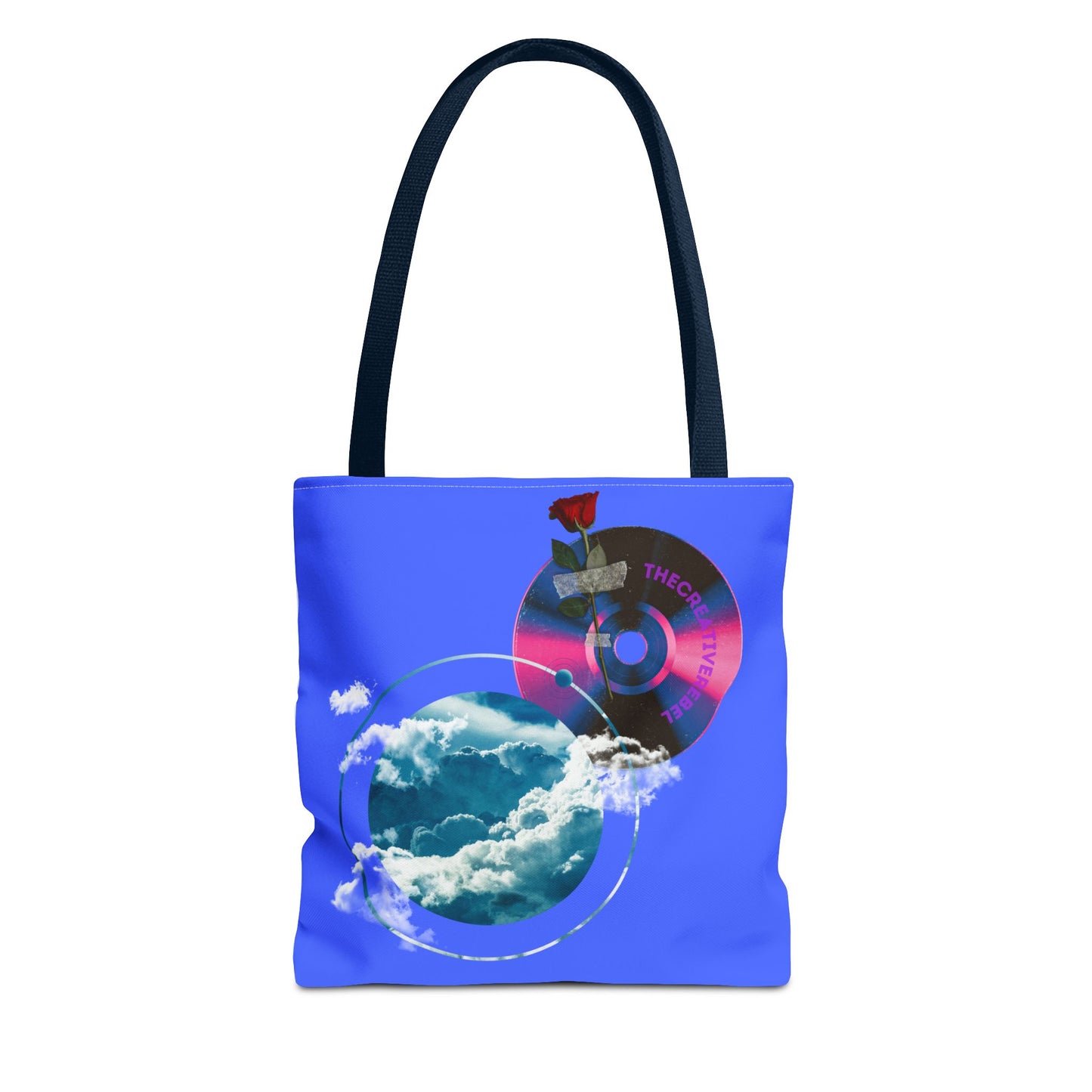 Sky and Vinyl Art mixed media Tote Bag - Eco-Friendly Carryall for Music Lovers